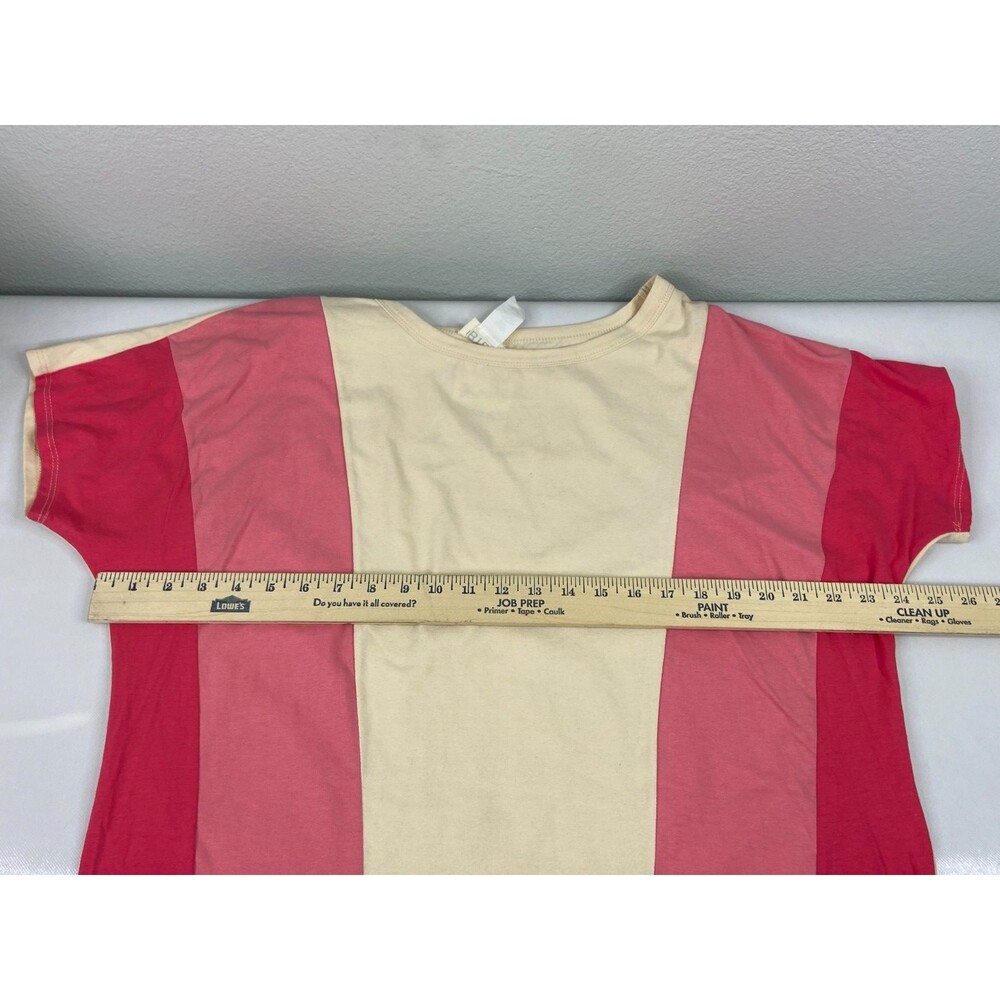 BiBi Women Medium Pink Tan Top Wide Stripe Long Sleeve Casual NWT - Picture 7 of 8